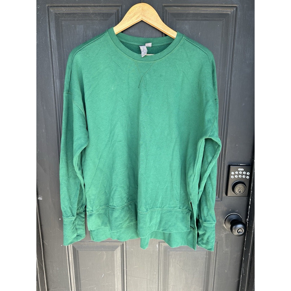 Sweaty Betty Womens Green Knit Crew Neck Long Sleeve Pullover Sweater Top Size 8